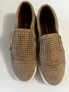 Report Taupe Perforated Suede Slip-On Sneakers